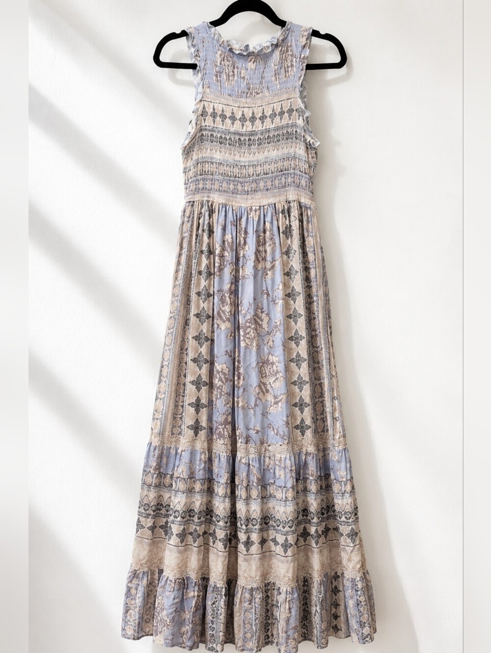✨2/$25 Altard State~Women Smock Neck Maxi Dress~Boho Sleeveless~Cottagecore~SM